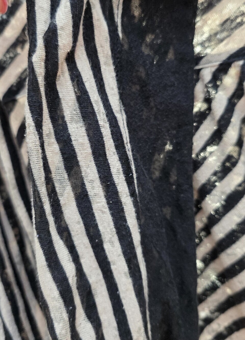Anthropologie Black and Beige Distressed Sheer V-Neck Top Y2k Small - Picture 7 of 10